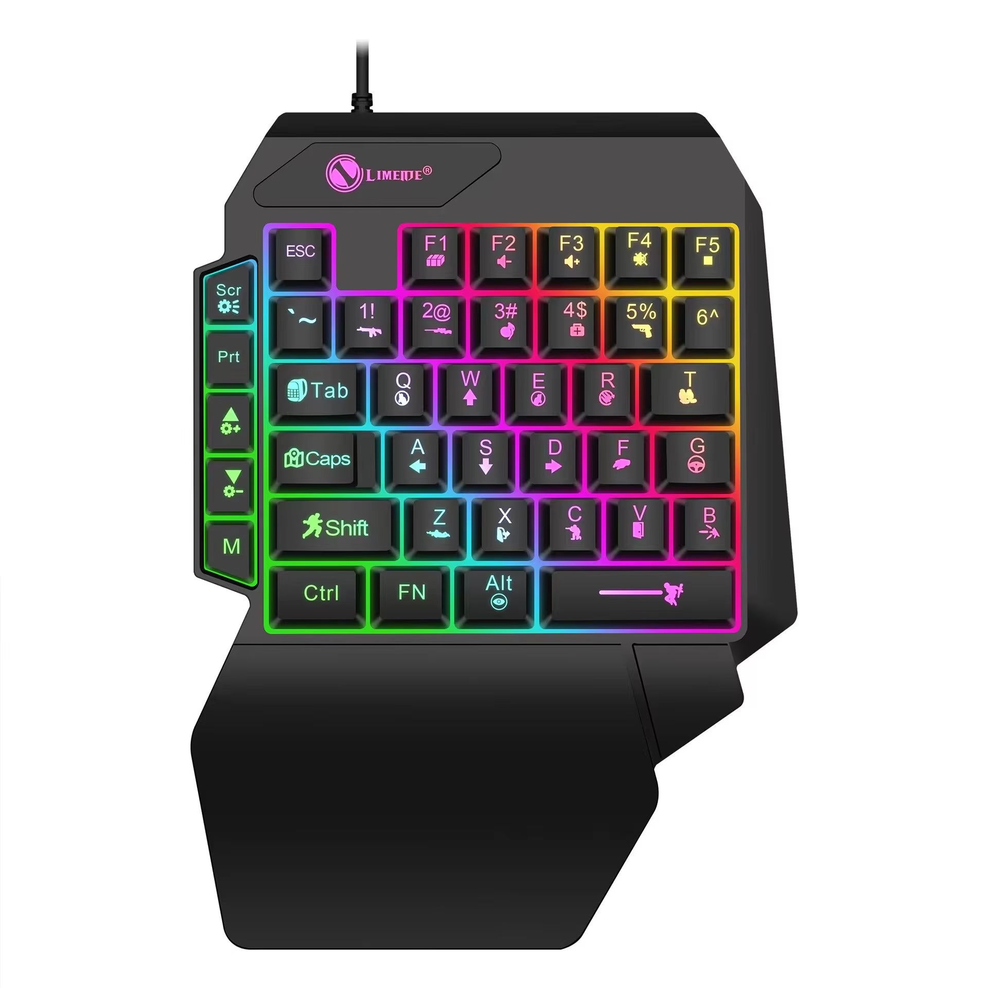 35keys One Handedly Single Hand Mini Gaming Keyboard Usb Ultra-slim Wired Backli