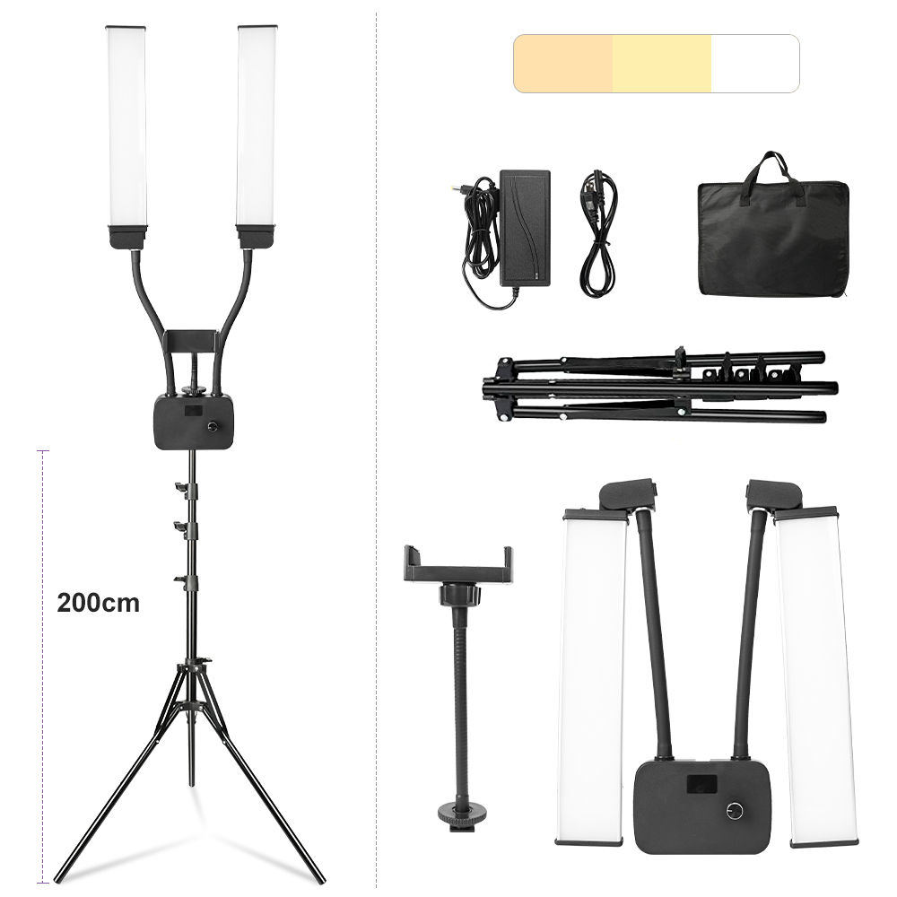 224LEDs Photographic Double Arms Fill Light 3200-5600K Long Strips LED Lamp LCD