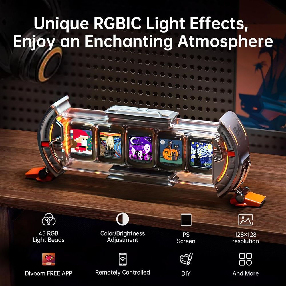 Cyberpunk Gaming Setup Digital Alarm Clock, Smart APP, RGB LED Display, Personal