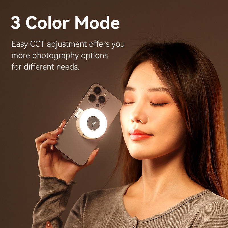 Ulanzi LM19 MagSafe Video Light Bi-Color Selfie Light for iPhone 16 15 14 Pro Ma