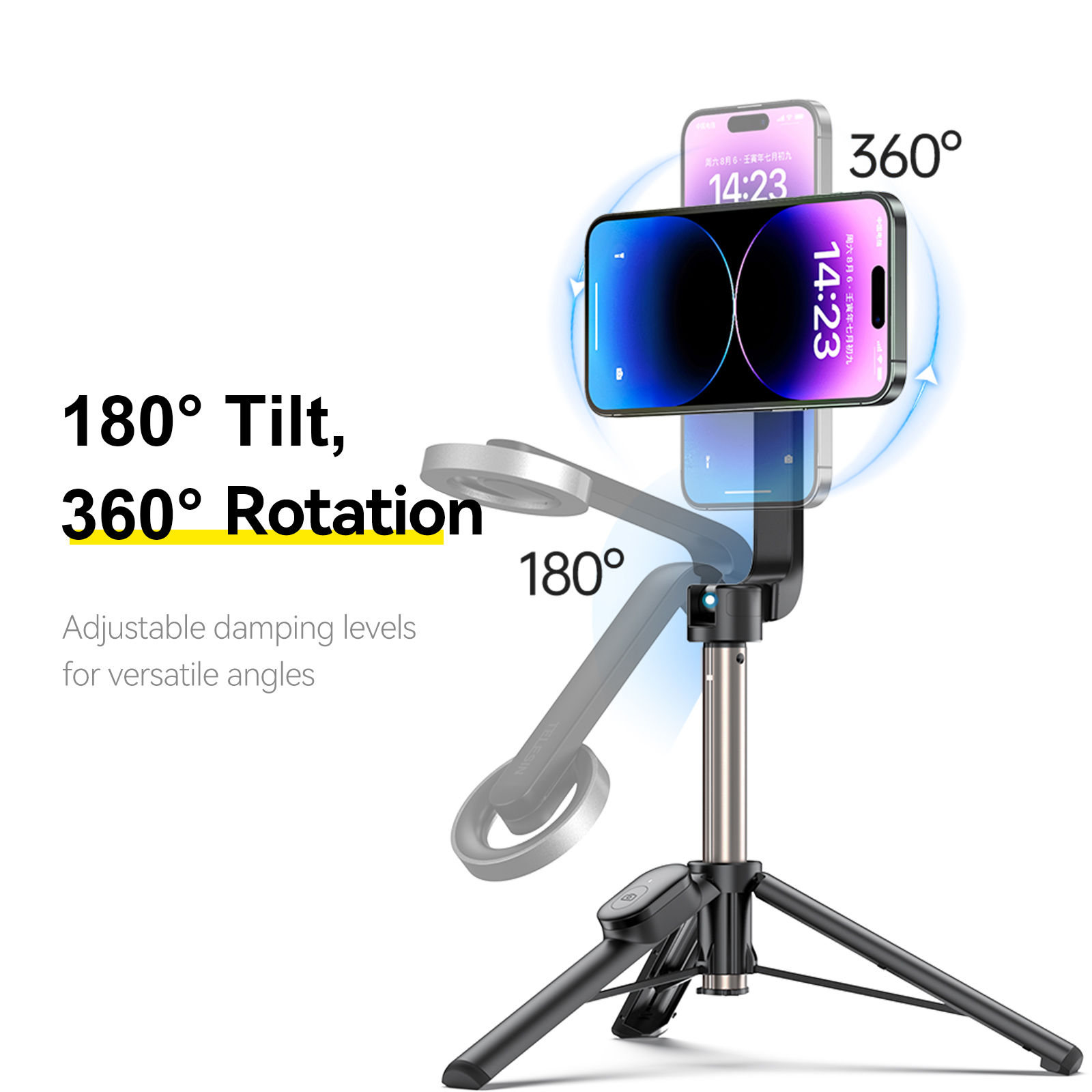 TELESIN Magnetic Selfie Stick Tripod with Remote Magsafe Cellphone Stand for iPh