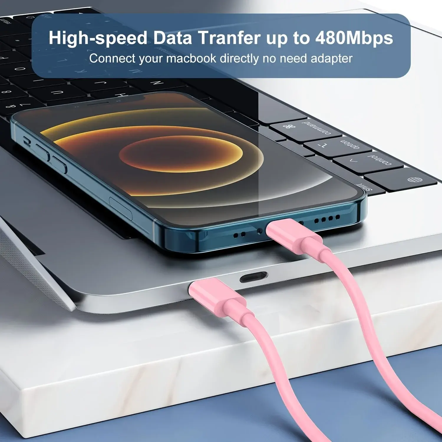 Fast Charging Secure Power Adapter With Dual PD20W USB-C Charger And 2 Type-C To