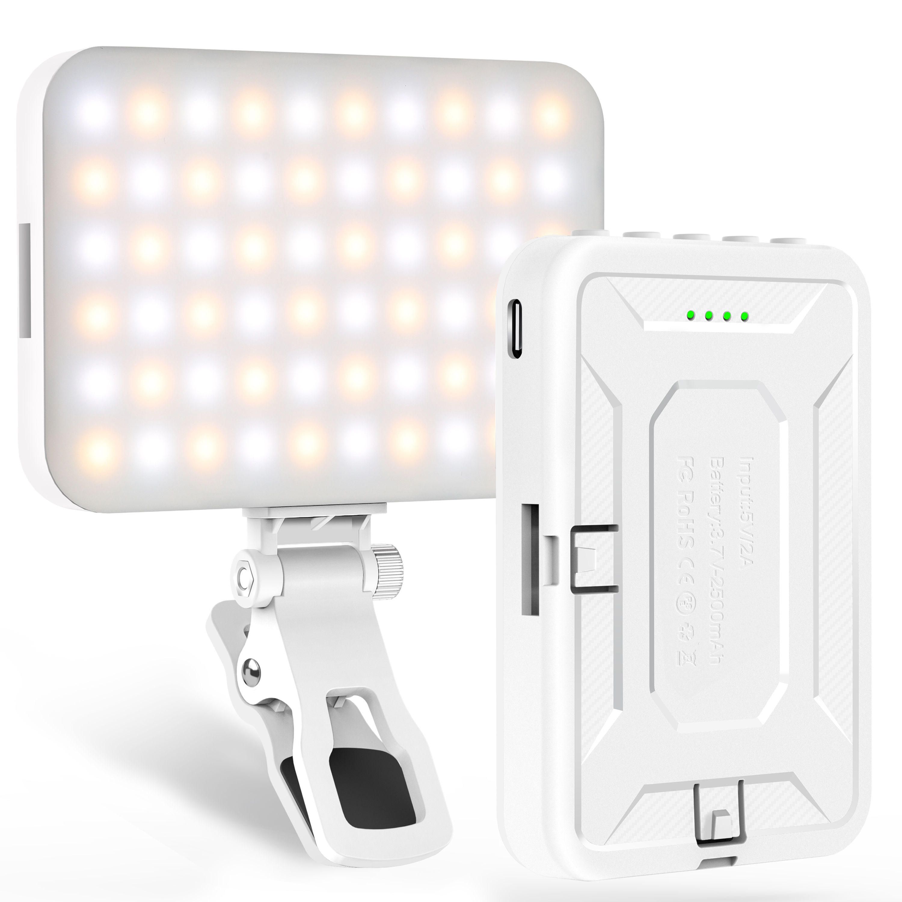 LED Selfie Light,60 LED Beads 2500mAh Rechargeable CRI 97+, 7 Light Modes,Portab