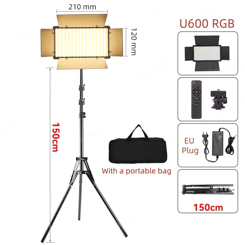 U600 U800 RGB LED Video Light Photo Studio Lamp RGB Panel Lamp with Tripod Stan