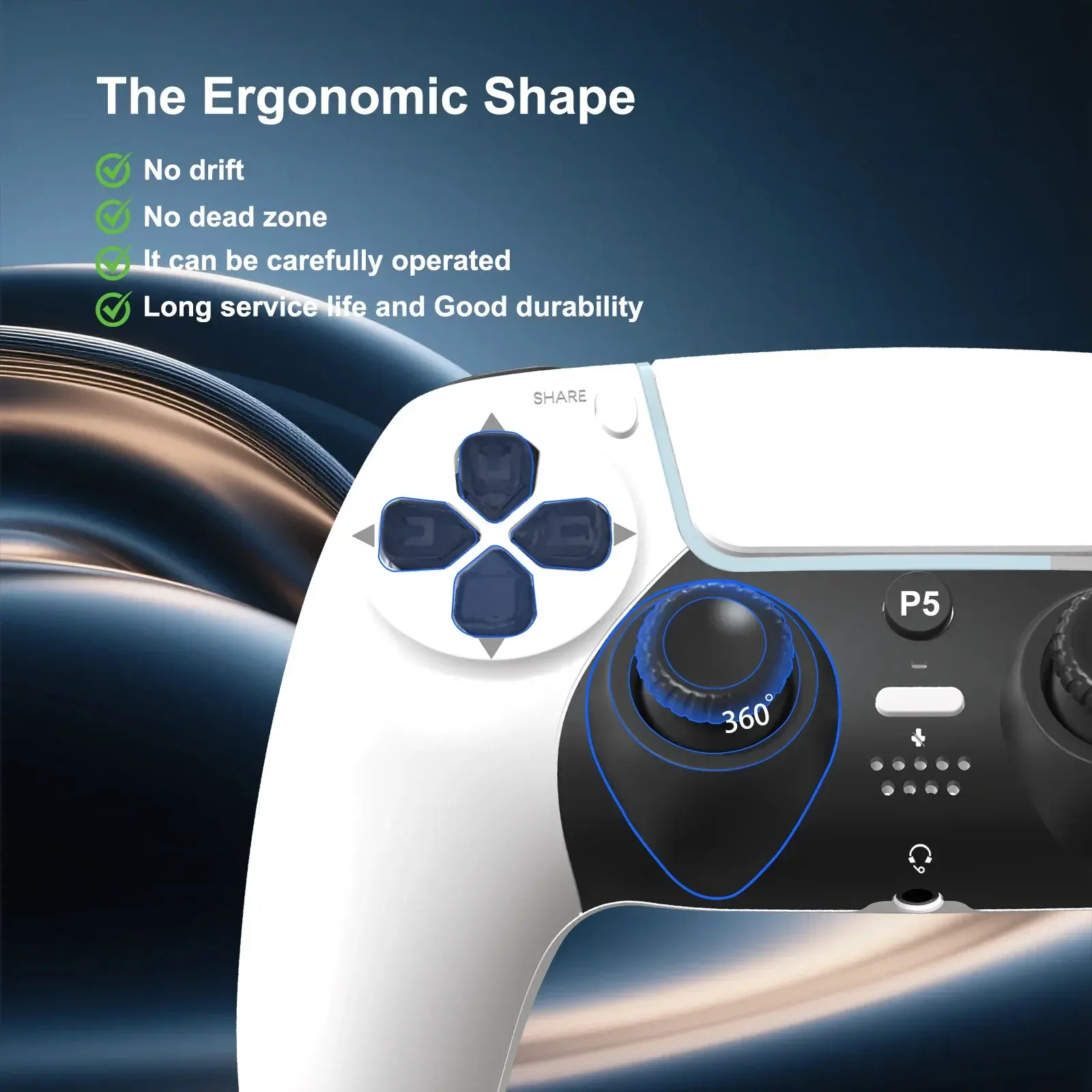 GAMINJA BT Gamepad Transparent Crystal Buttons Six-Axis Gyroscope Ergonomic Desi