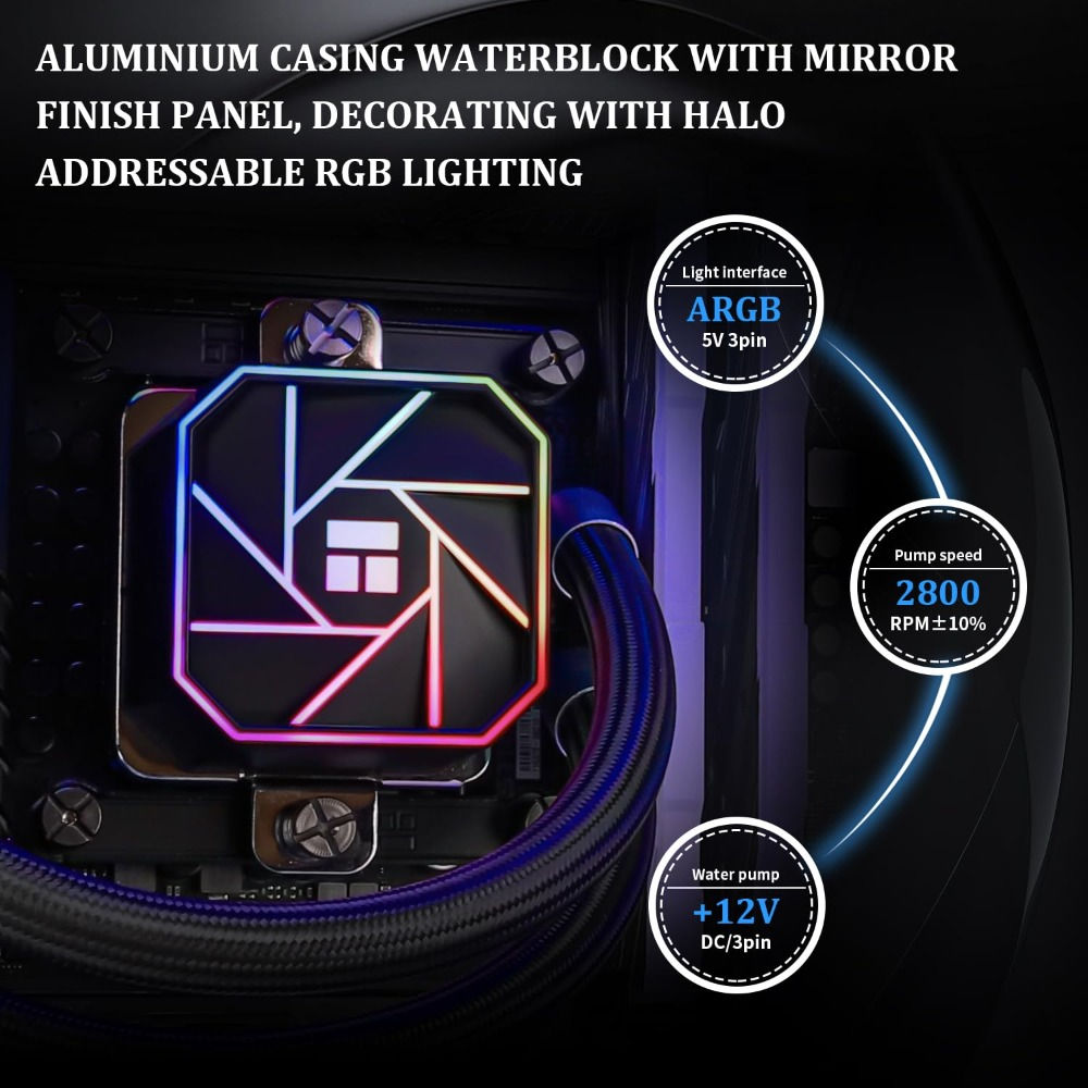 360mm AIO CPU Liquid Cooler, ARGB PWM Fans, Intel LGA1700/1200/115X & AMD AM5/AM