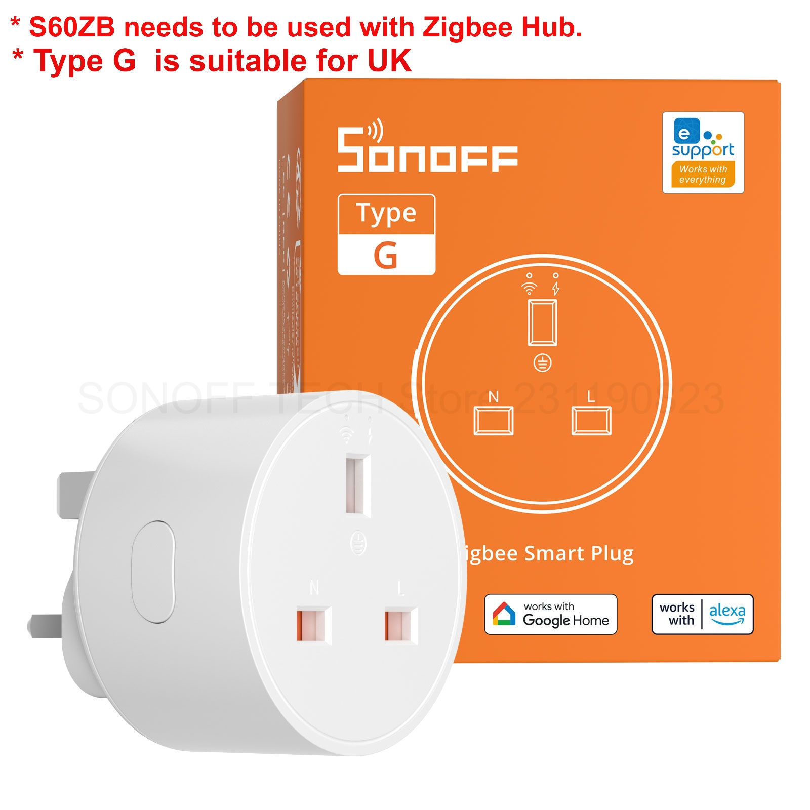 SONOFF S60ZB EU/UK iPlug Zigbee Smart Plug ZIgbee Router Device Overload Protect