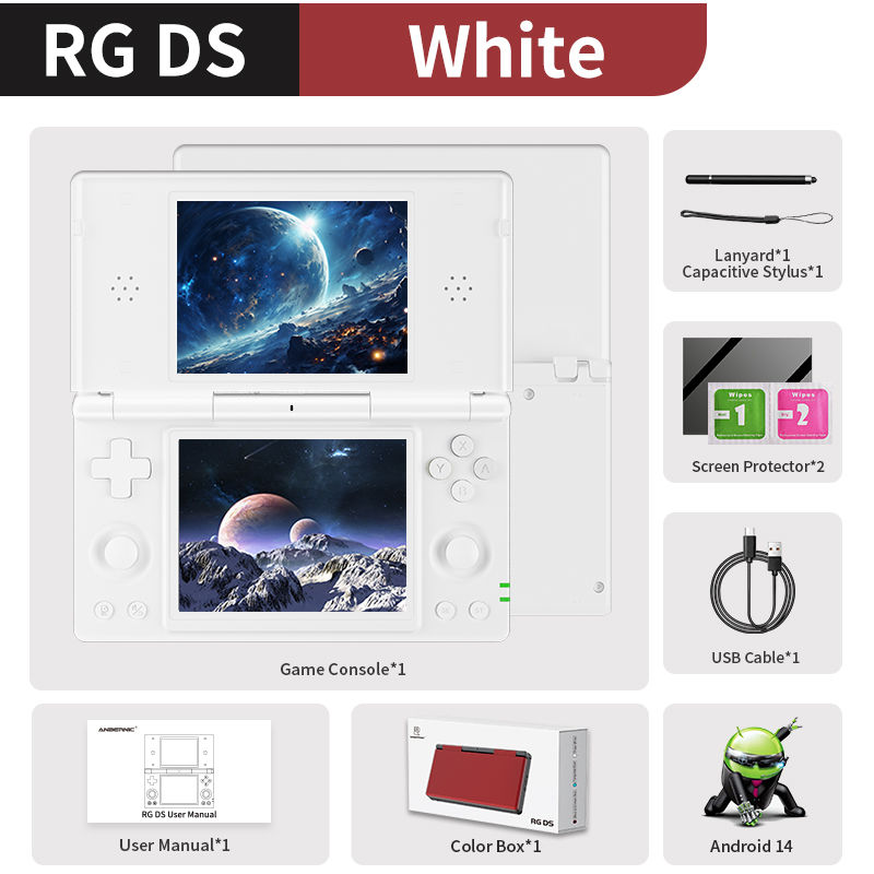 Anbernic RG DS Handheld Game Console 4" IPS Dual Screen Android 4000mAh Flip Vid