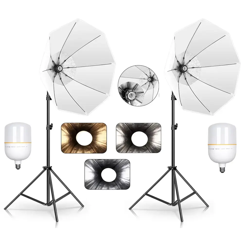 SH 2Pcs 50x70cm Photo Studio Kit With Softbox LED Bulbs Light Tripod for YouTube