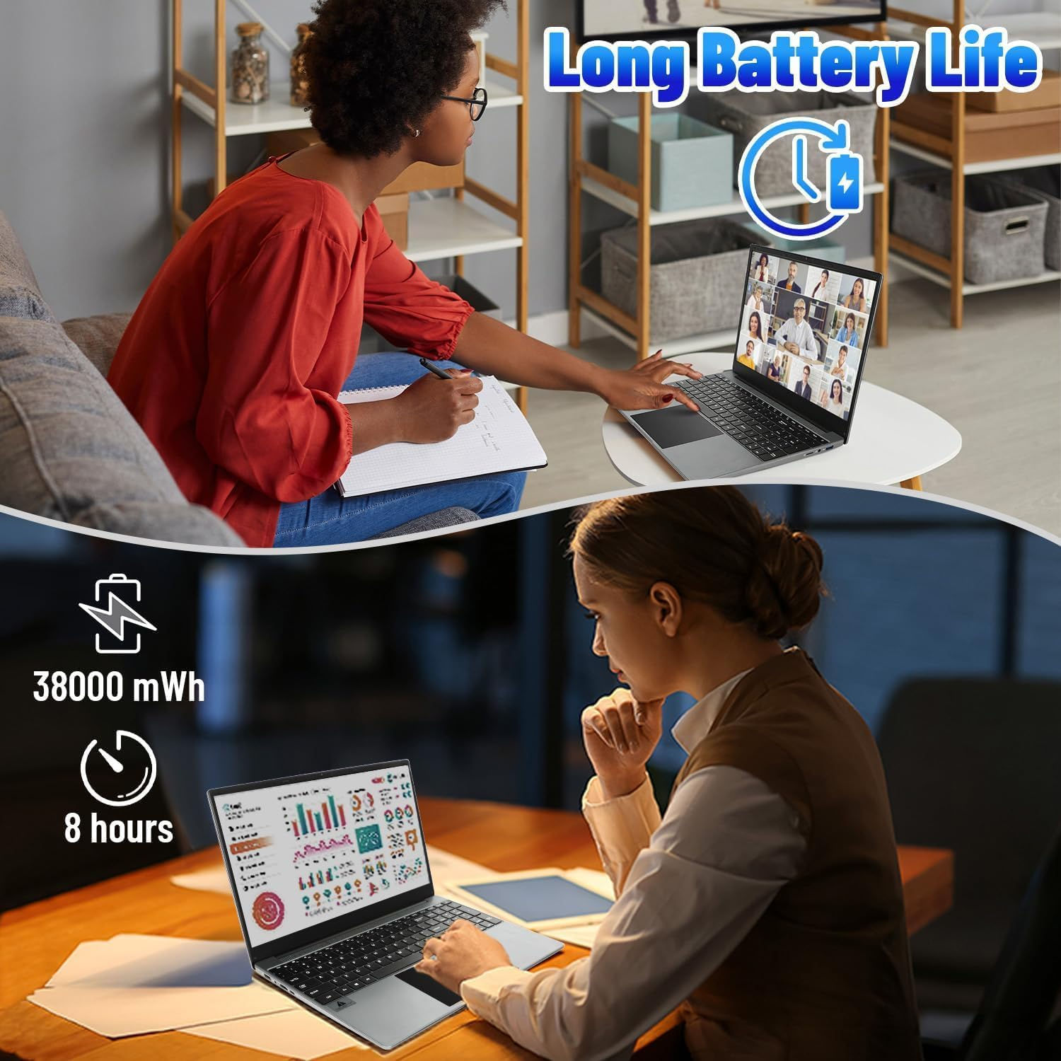 15.6 Inch Laptop Windows 11 Notebook 16G RAM 512GB SSD Quad-Core Intel Celeron N