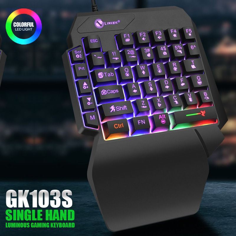35keys One Handedly Single Hand Mini Gaming Keyboard Usb Ultra-slim Wired Backli