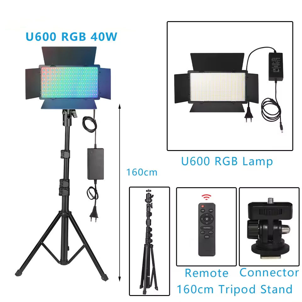 U600 U800 RGB LED Video Light Photo Studio Lamp RGB Panel Lamp with Tripod Stan