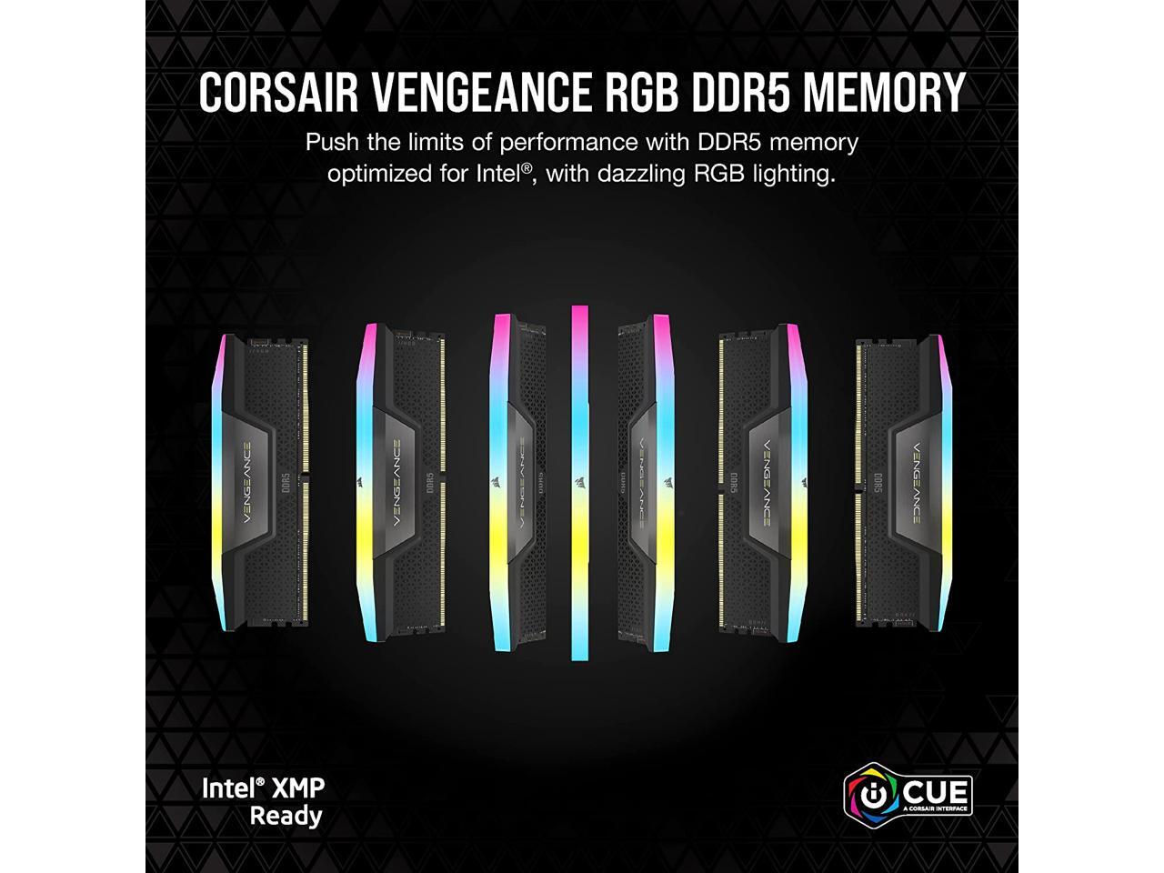 CORSAIR Vengeance RGB 16GB (2 x 8GB) 288-Pin PC RAM DDR5 5200 (PC5 41600) Deskto