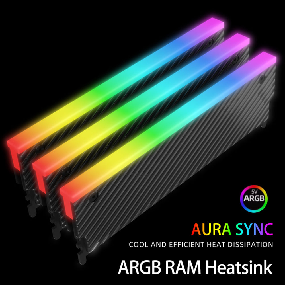 5V 3PIN ARGB DDR Memory RAM Cooler Aura Sync PC Memory Cooling Vest Aluminum All