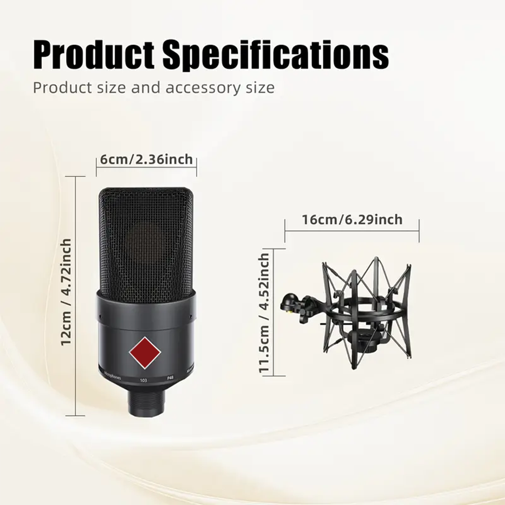 Professional 26mm Core Condenser Microphone TLM103 Home Recording XLR Connector