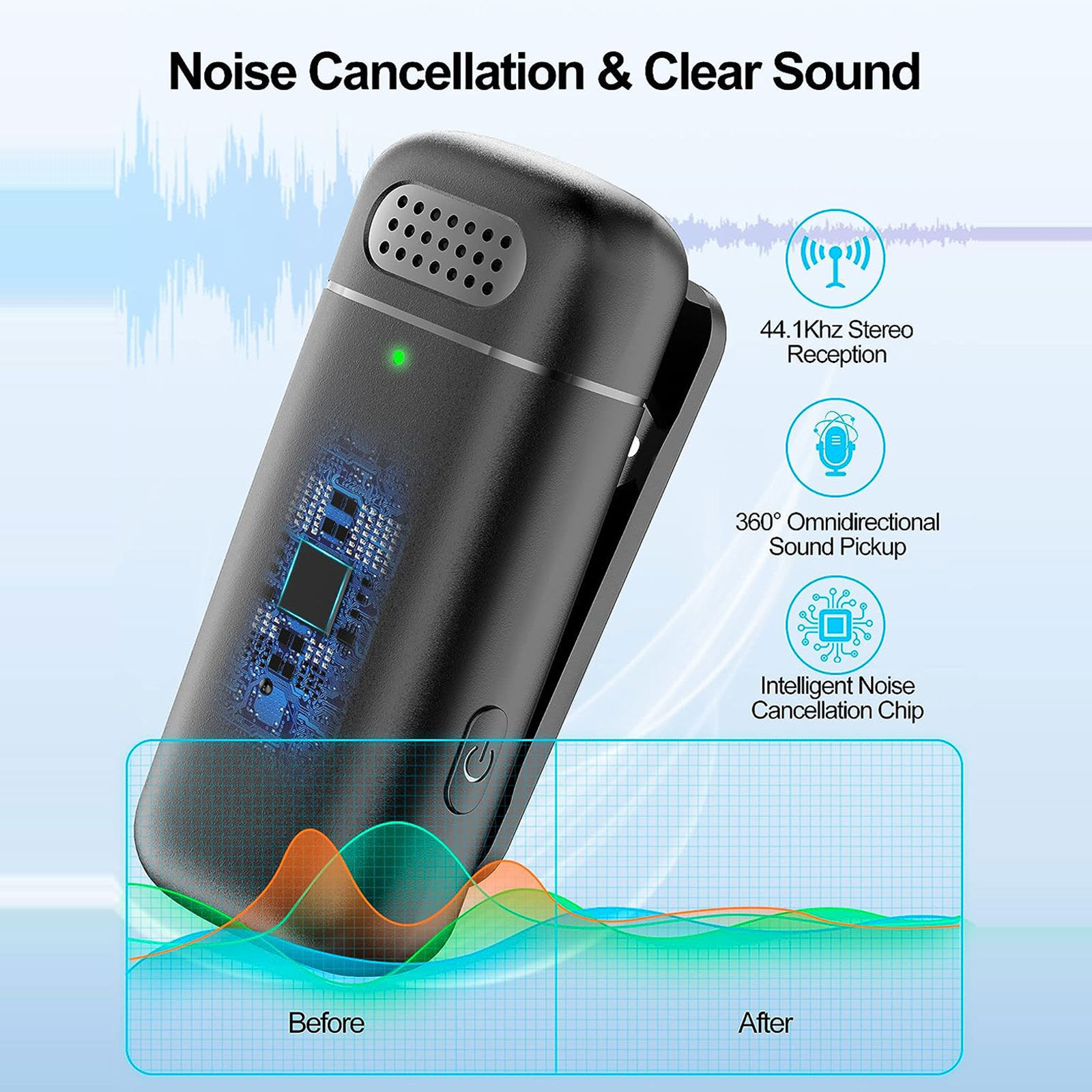 2 Pack Wireless Lapel Microphone with Charging Case, Type-C Interface 2.4G Wirel