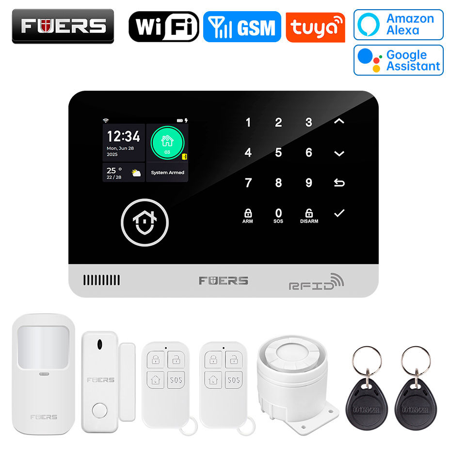 FUERS Tuya Smart WIFI GSM G03 DIY Alarm System Smart Home Security Alarm System
