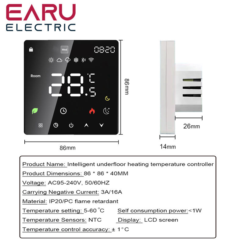 Tuya WiFi Smart Thermostat Electric Floor Heating TRV Water Gas Boiler Temperatu