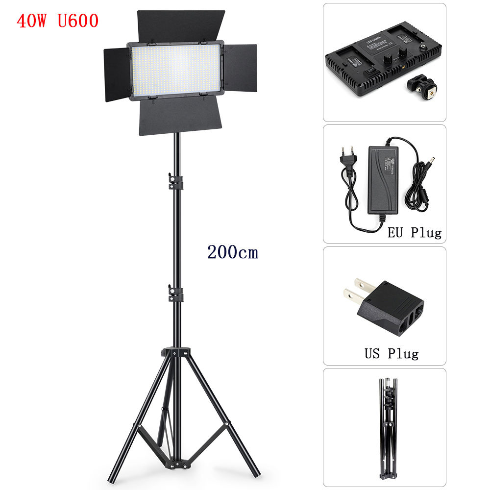 U800 U600 LED Photo Studio Video Light Recording Lighting Kit Photography Panel