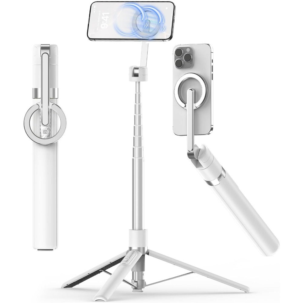 68" Magnetic Selfie Stick Tripod with Aluminum Holder, 360° Rotatable Stand and
