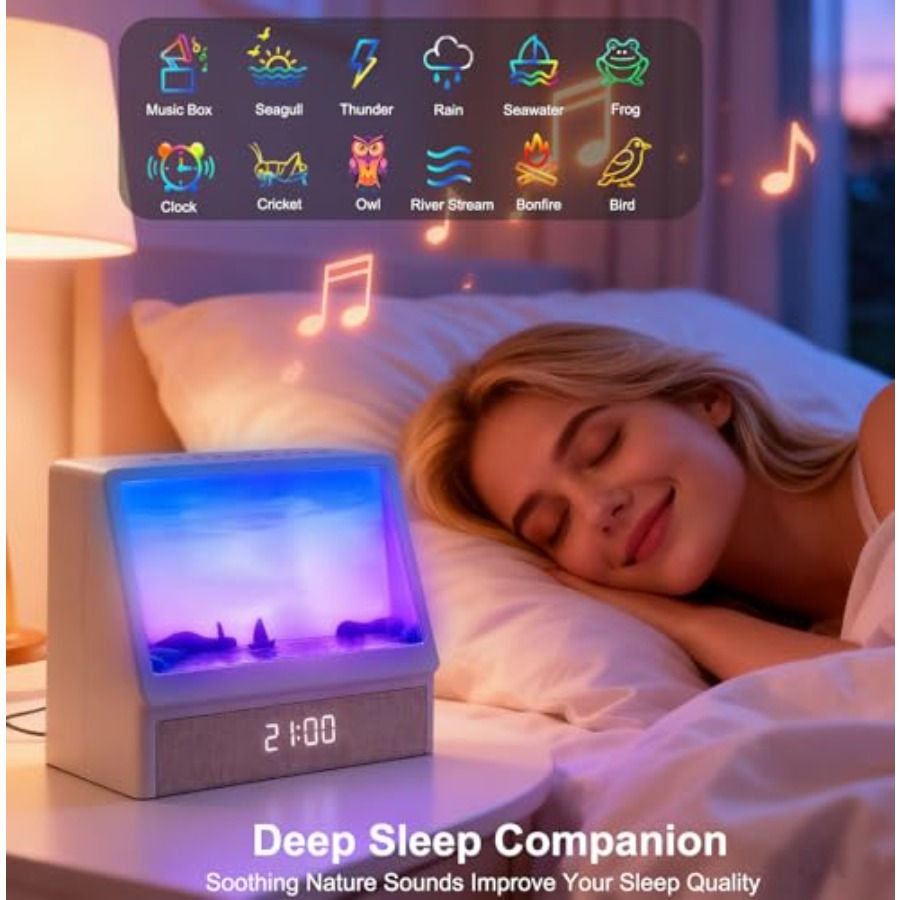 Sunrise Alarm Clock for Bedrooms, White Noise Machine Creative Simulated Sunrise