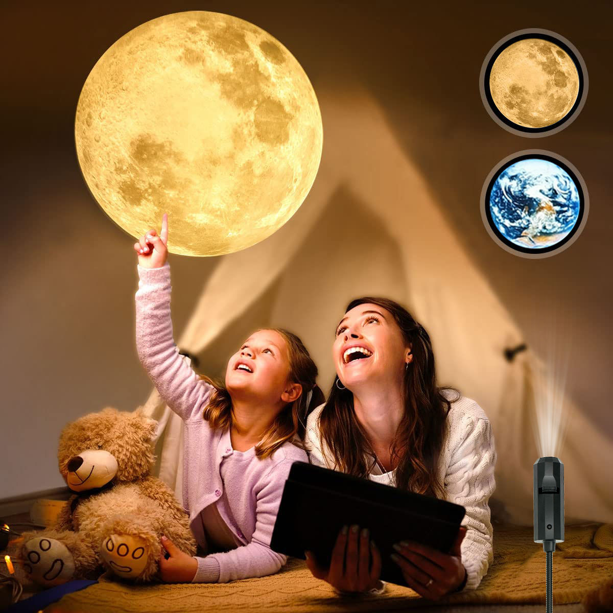 USB Ceiling Moon Earth Projection Atmosphere Light Starry Sky Lamp Night Light R