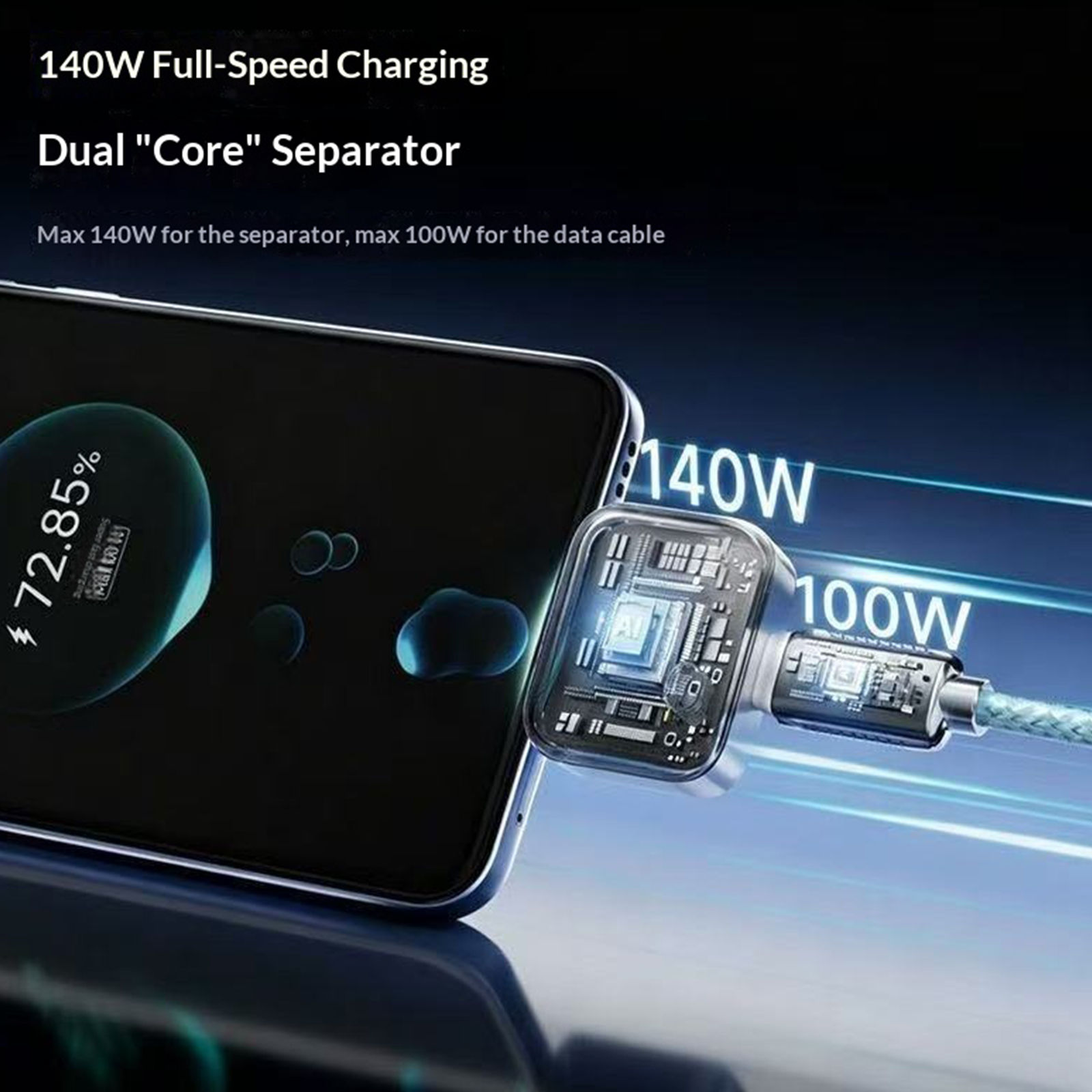 140W Fast Charger Phone Adapter Smart Full Charge Cut-Off Separator Overcharge P