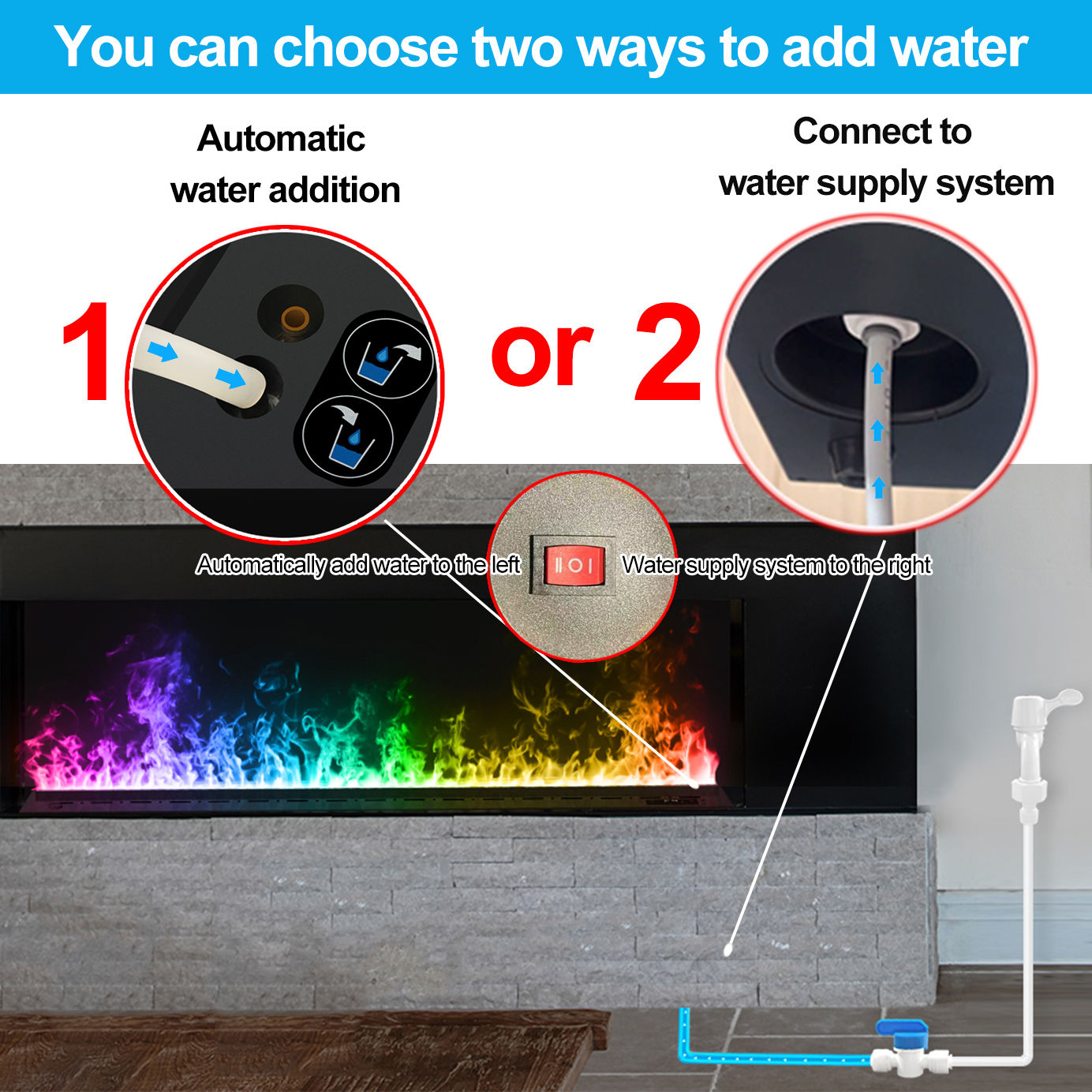 Atomizing Fireplace Simulated Flame TV Decorative Humidifier App Remote Control