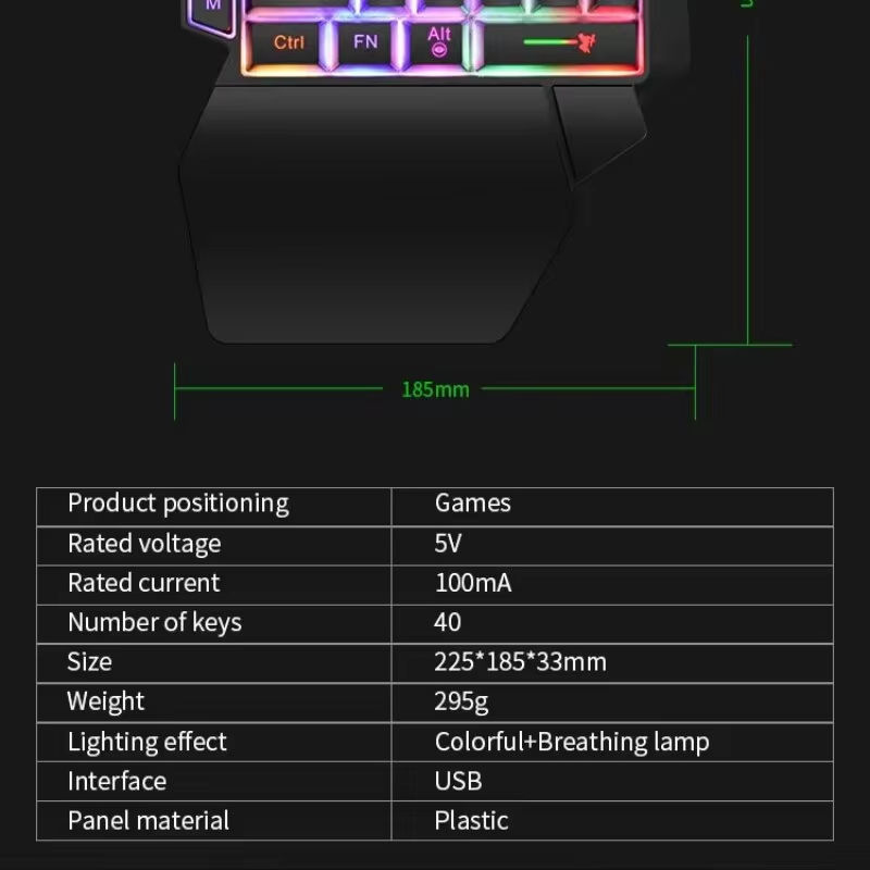 35keys One Handedly Single Hand Mini Gaming Keyboard Usb Ultra-slim Wired Backli