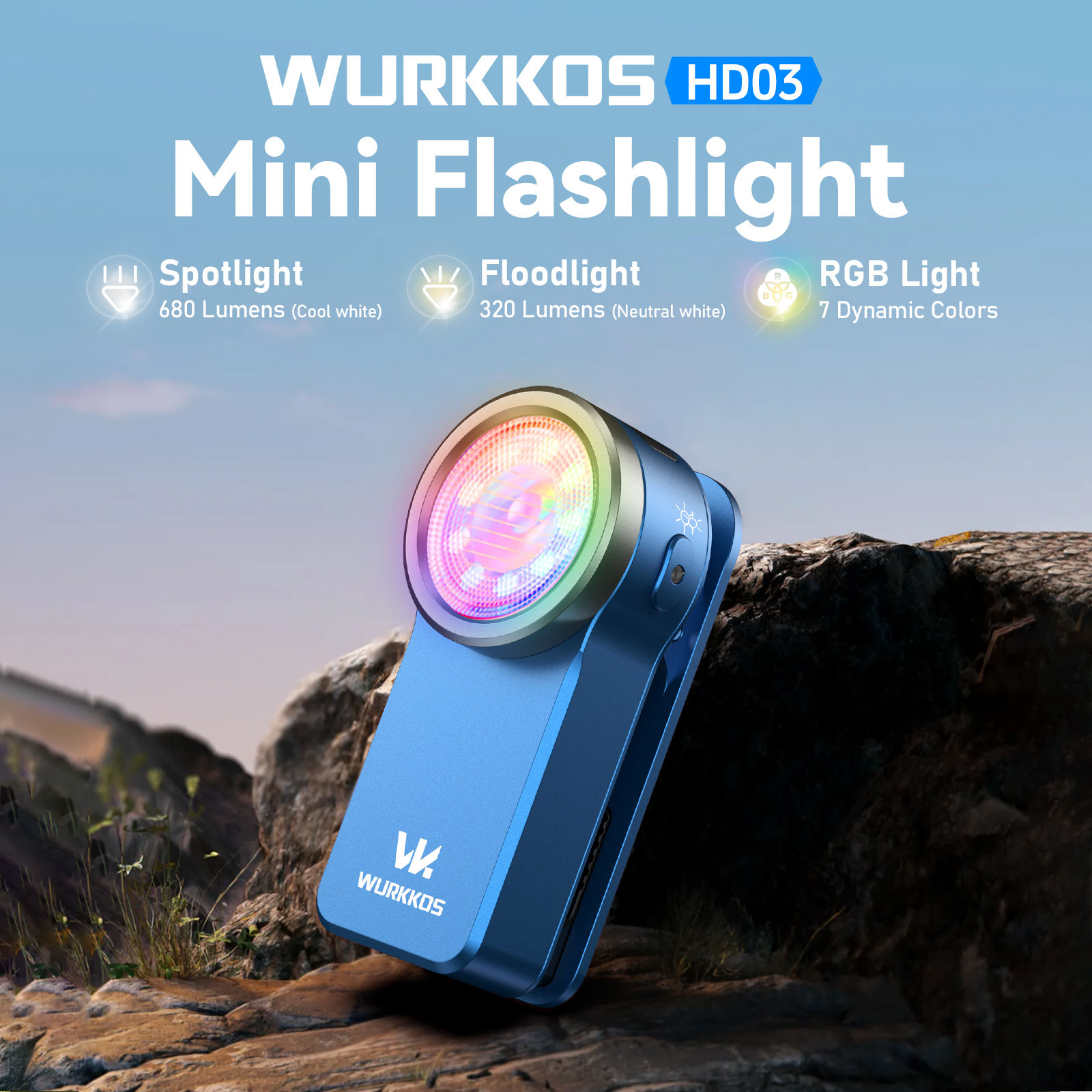 Wurkkos HD03 Clip Light 680LM USB C Rechargeable Pocket Flashlight Mini Spotligh
