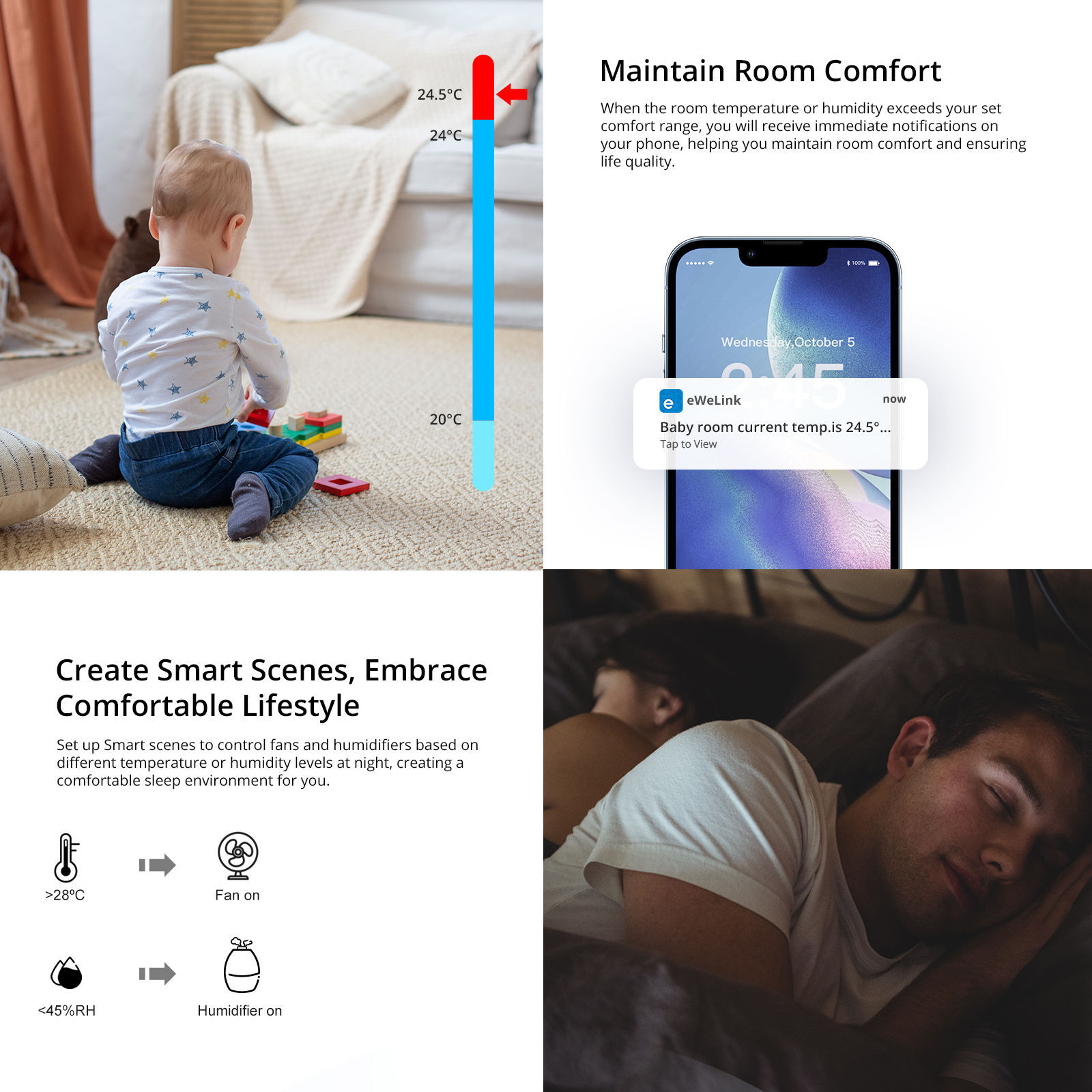SONOFF SNZB-02P Zigbee Temperature and Humidity Sensor Smart Home Thermometer De