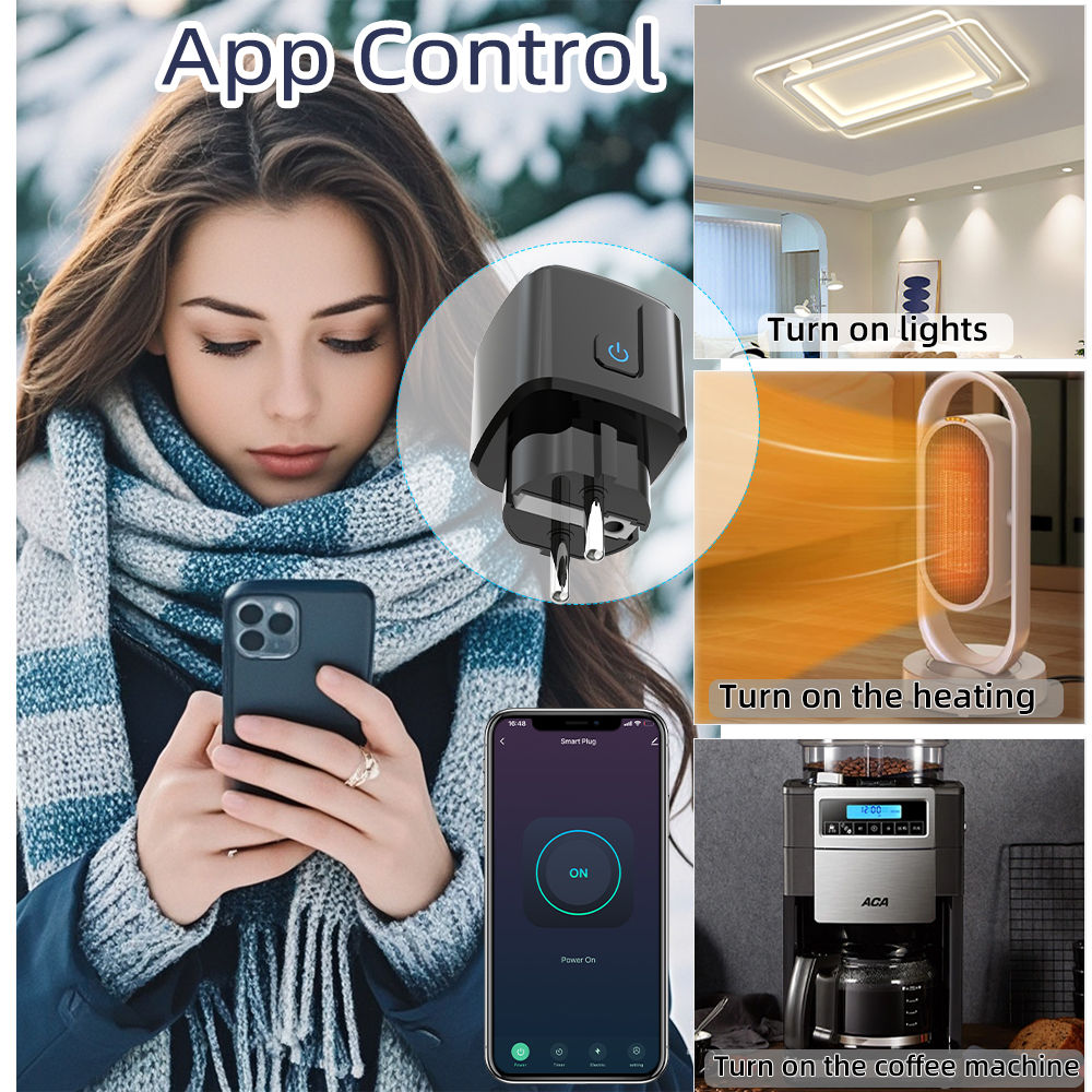 Tuya Smart Socket WiFi Remote Control EU Plug with Energy Monitoring 16A/20A Voi