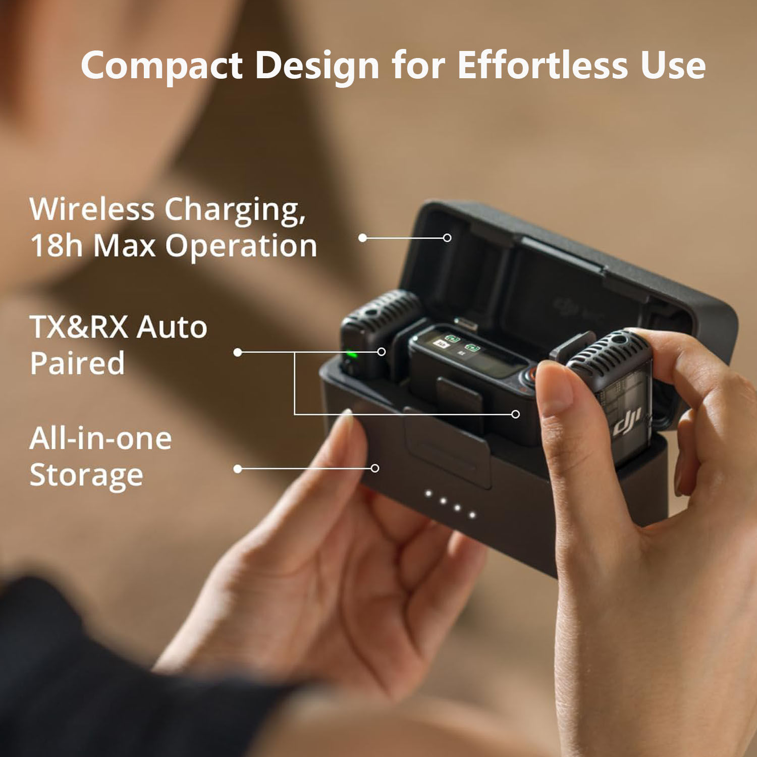 DJI Mic 2 (2 TX + 1 RX + Charging Case), All-in-one Wireless Microphone, Intelli