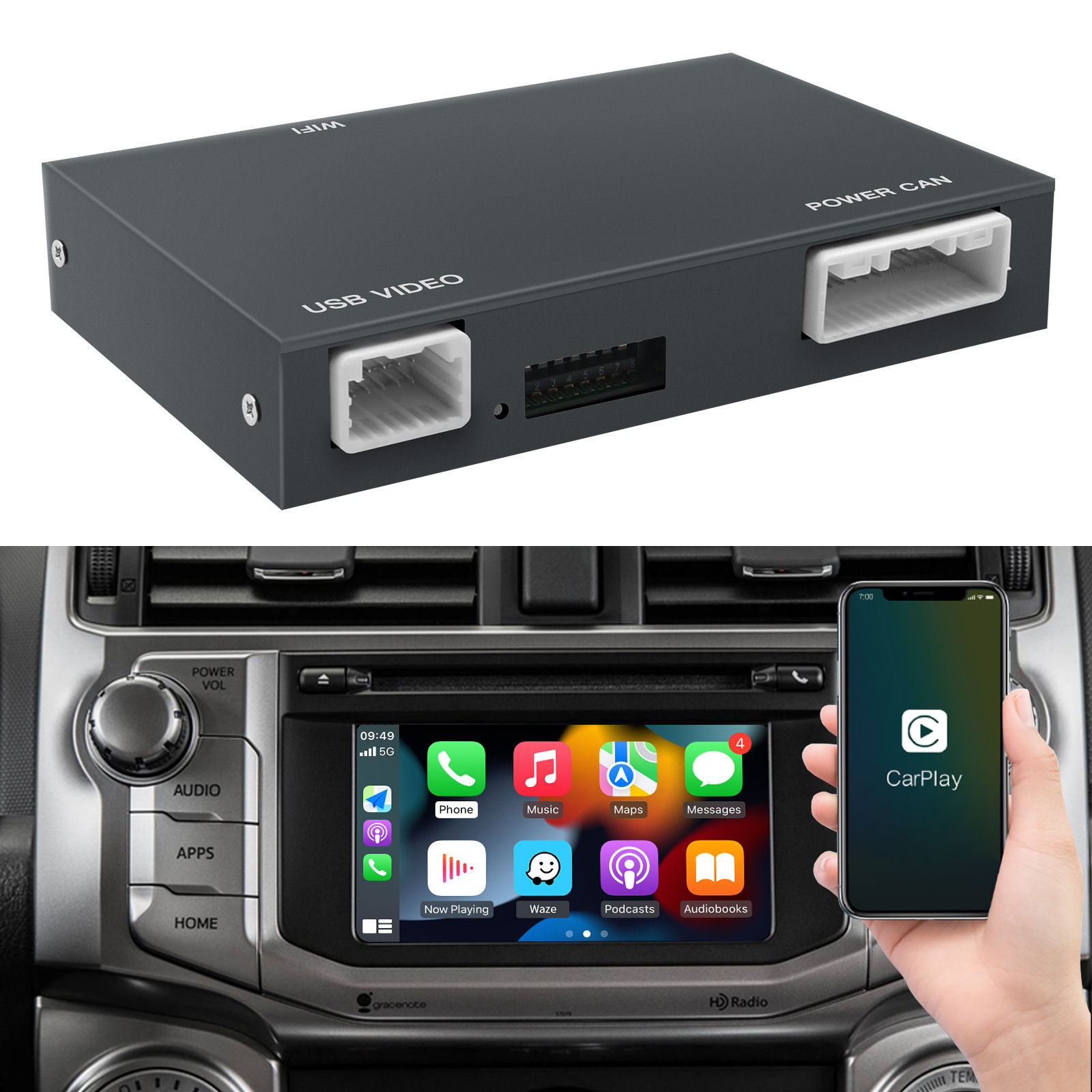 Wireless Carplay Android Auto For Toyota Yaris RAV4 Corolla Aygo Tacoma Camry C-