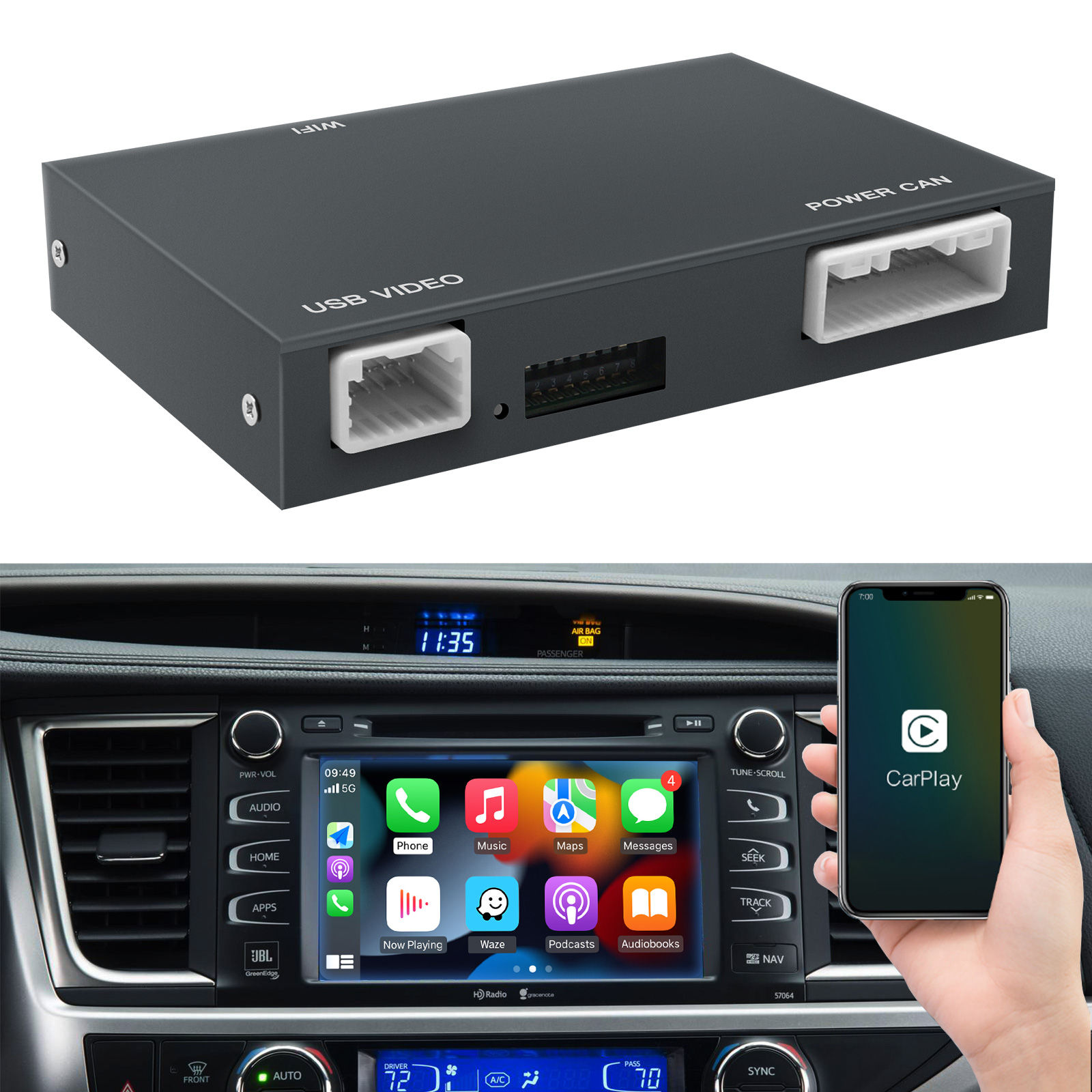 Wireless Carplay Android Auto For Toyota Yaris RAV4 Corolla Aygo Tacoma Camry C-