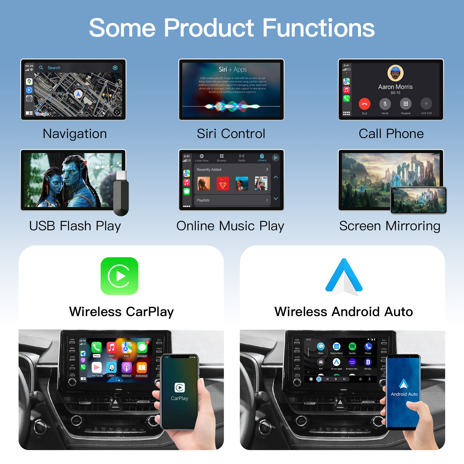 Wireless Carplay Android Auto For Toyota Yaris RAV4 Corolla Aygo Tacoma Camry C-