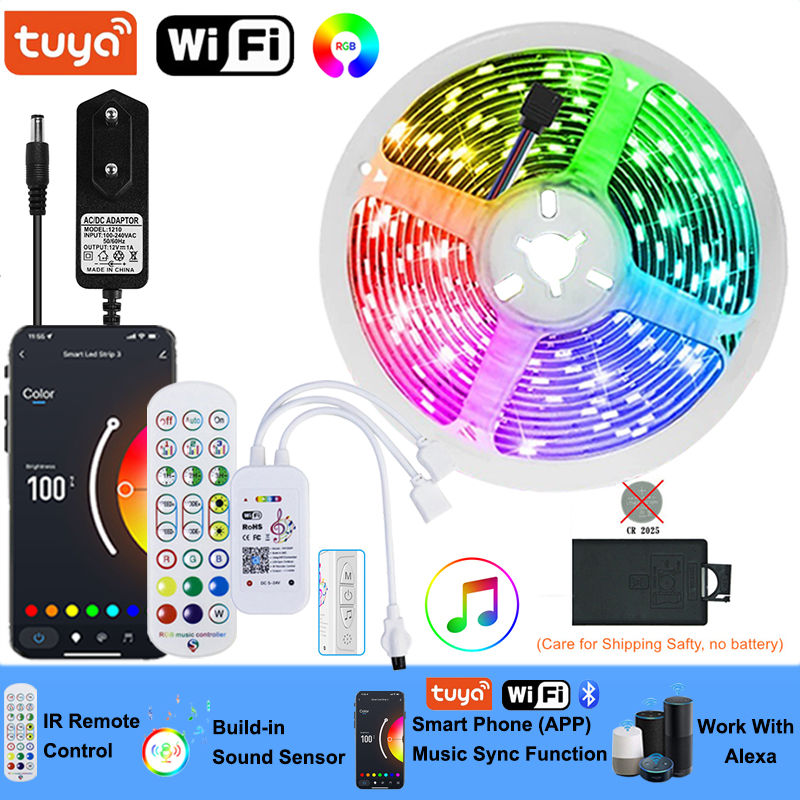 Wifi Led Strips Light Bluetooth Music Sync Smart Google Control Rgb 5050 Adhesiv