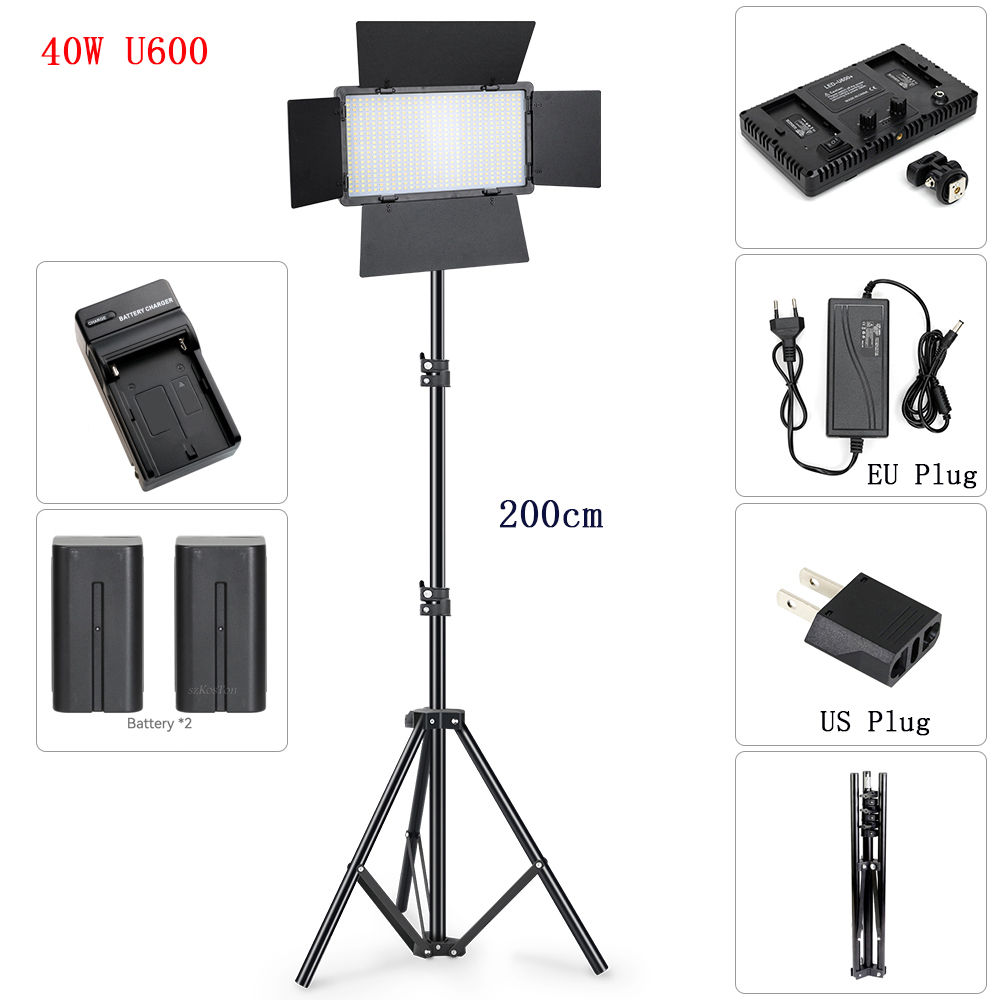 U800 U600 LED Photo Studio Video Light Recording Lighting Kit Photography Panel