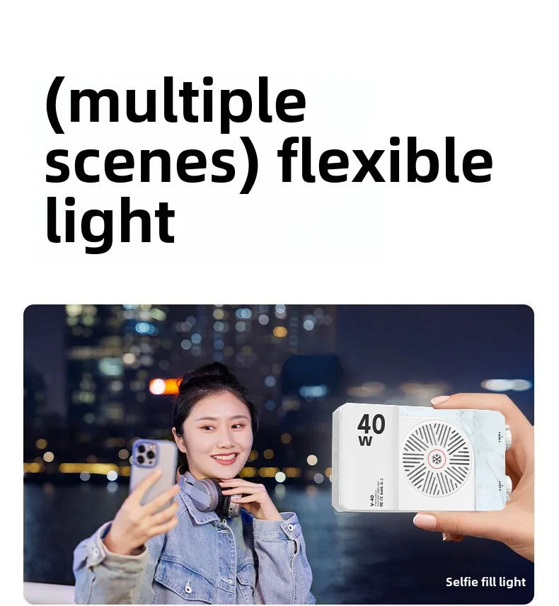 40W Mini Portable LED Fill Video Light with Built-In Rechargeable Battery Fill L