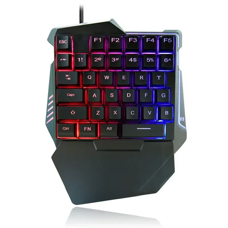 USB Wired Gaming Keyboard with LED Backlight 35 Keys sades Wide Hand Rest One-ha