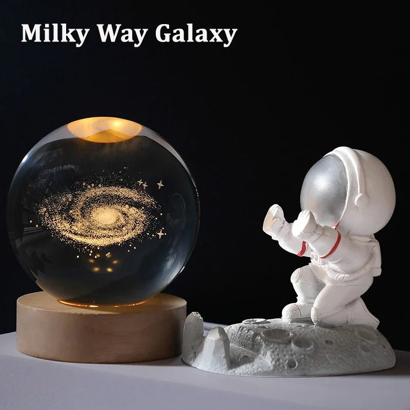 6cm 3D Crystal Ball Decoration 2026 Astronomy Solar System Planets Moon Astronau