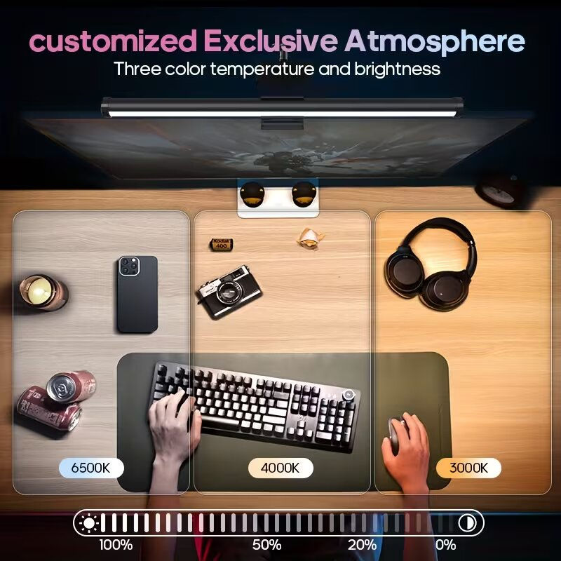 RGB LED Monitor Light Bar Stepless Dimmable Gaming Atmosphere Lamp for Home Offi