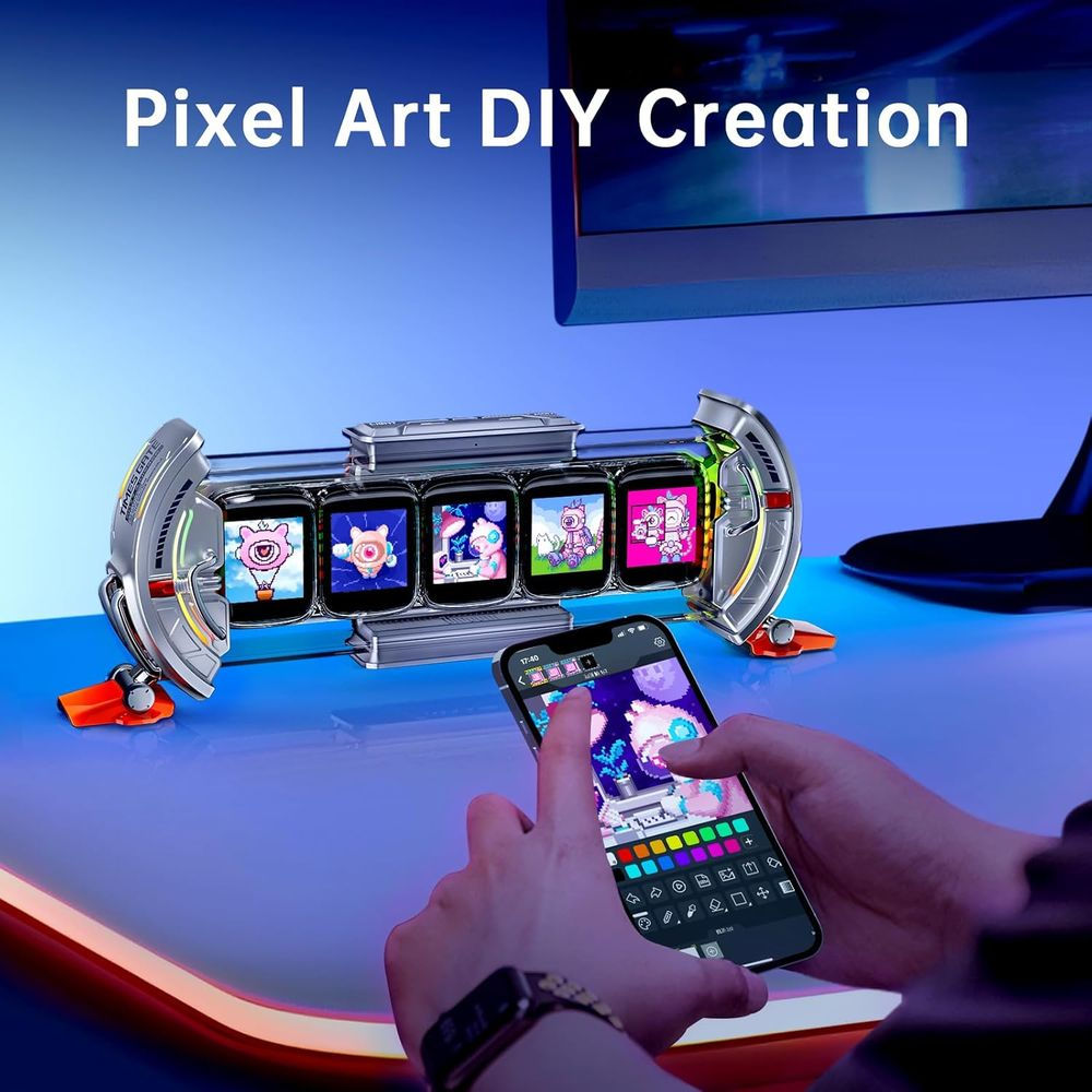 Cyberpunk Gaming Setup Digital Alarm Clock, Smart APP, RGB LED Display, Personal