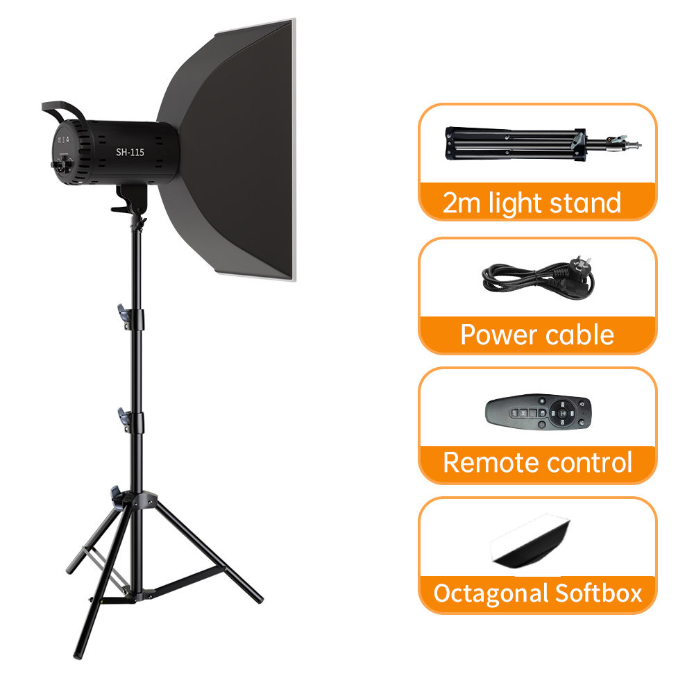 SH 115/135W LED COB Video Light Photography Lamp With Tripod Softbox Remote Cont