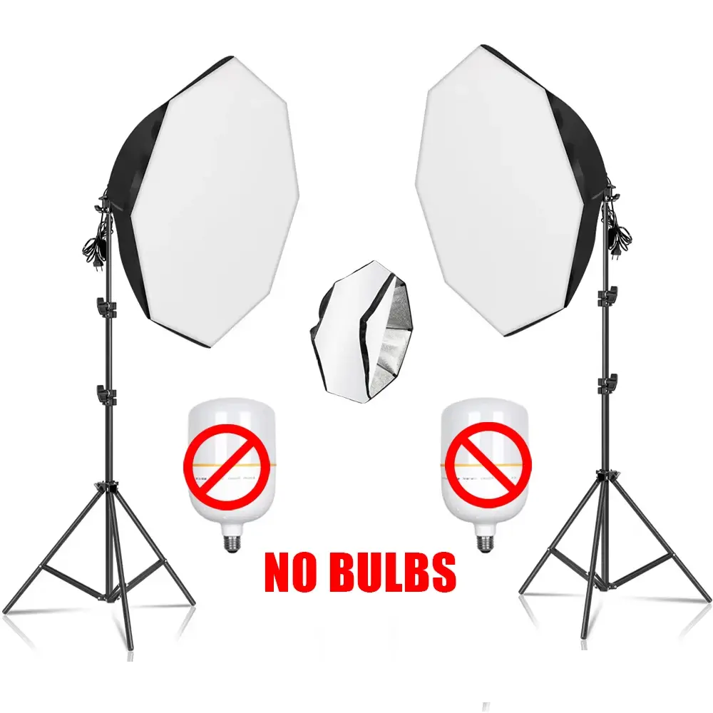 SH 2Pcs 50x70cm Photo Studio Kit With Softbox LED Bulbs Light Tripod for YouTube