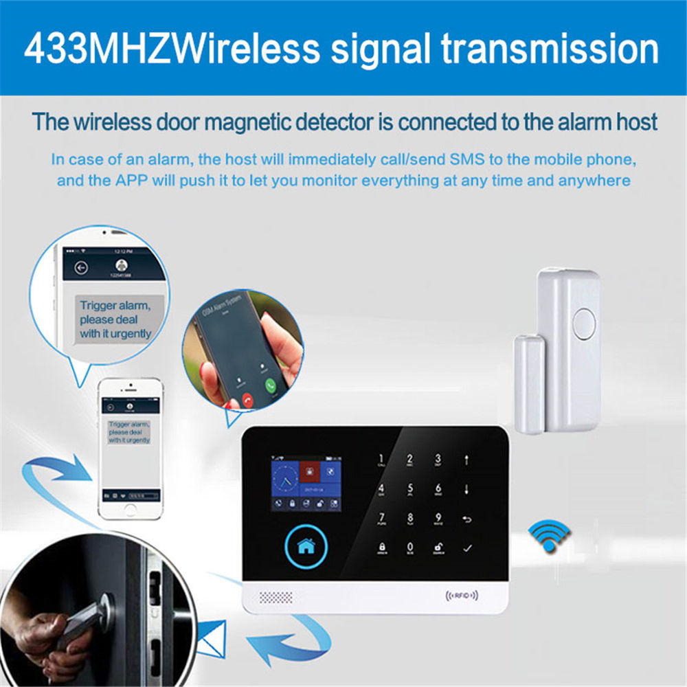 PGST 433MHz Tuya Magnetic Door Alarm Sensor Smart Home Life Window Door Sensor F