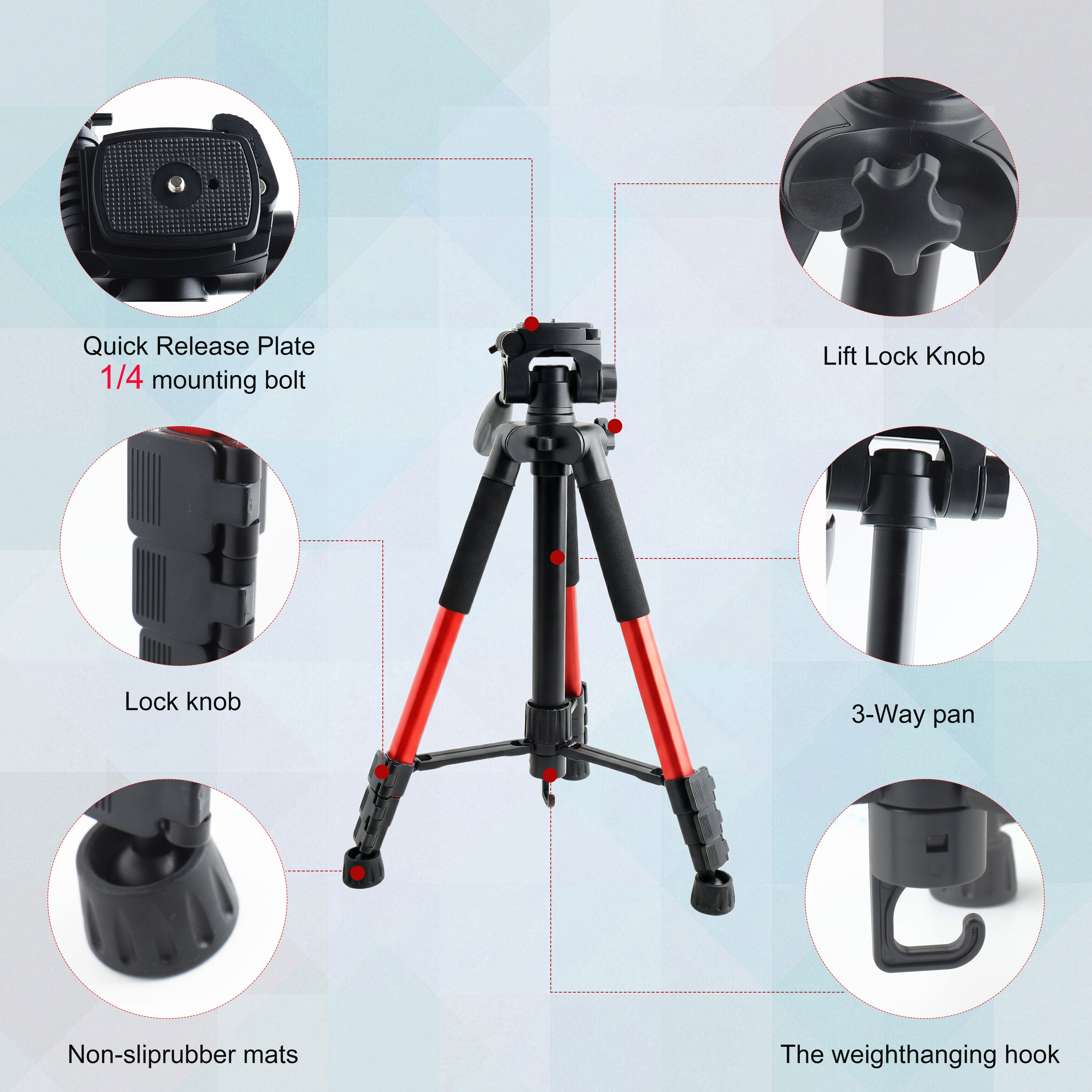 Heavy Duty 150cm Portable Camera Tripod, Universal for Phone & DSLR, Adjustable