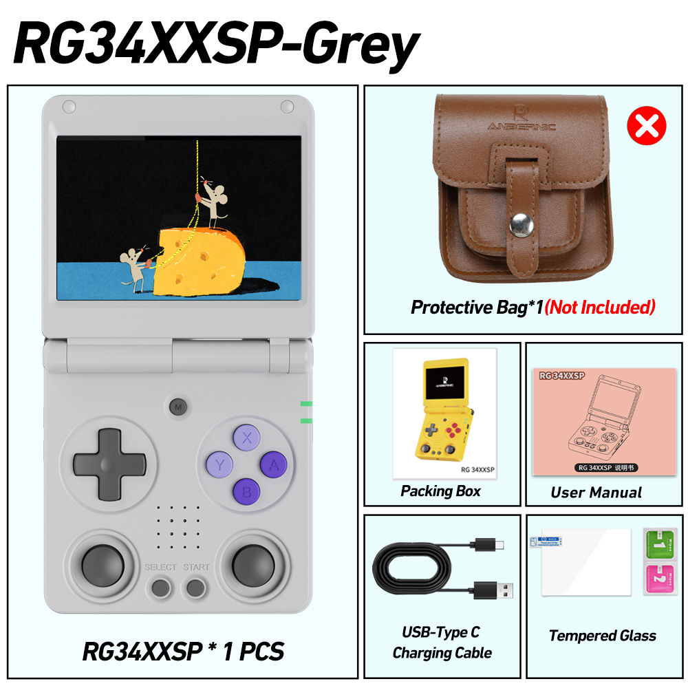 Anbernic RG34XXSP 3.4-Inch IPS Linux 64-bit Game Console H700 Quad-Core 1GB Retr