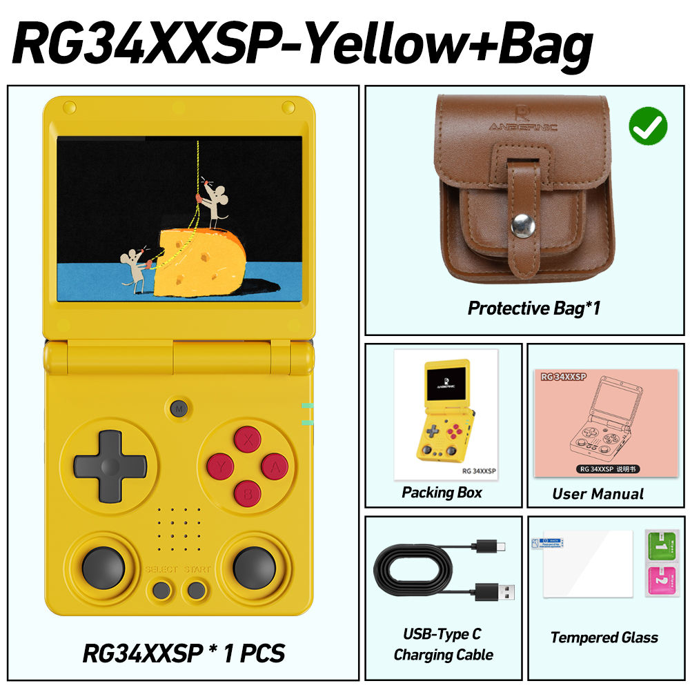 Anbernic RG34XXSP 3.4-Inch IPS Linux 64-bit Game Console H700 Quad-Core 1GB Retr