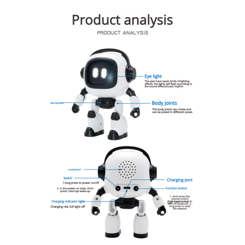 AI Interactive Desk Robot with Voice Recognition Feature Talking Companion, Lear